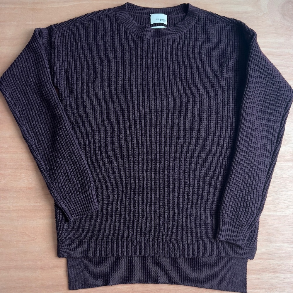 ARITZIA Wilfred Free 100% wool crewneck knit sweater size S small hi low